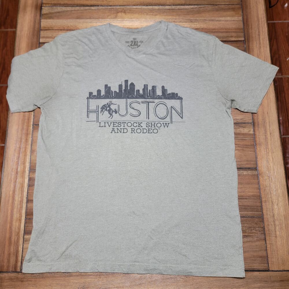 Houston Livestock Show & Rodeo Green/Grey Unisex Tee Skyline - Size 2XL